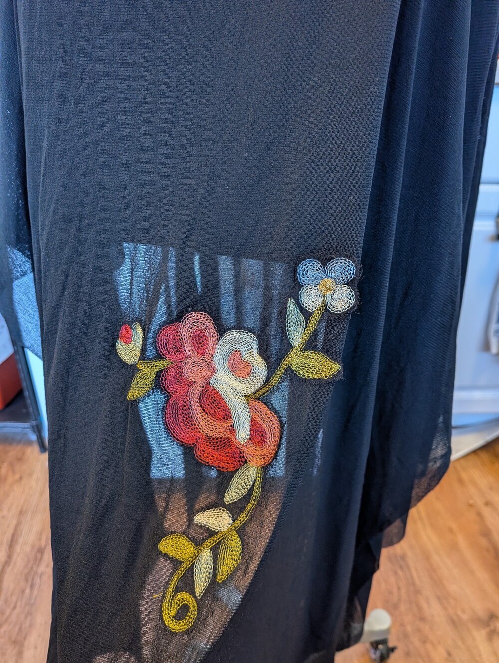 Vintage Beaded & Embroidered Silk Cache Gown - Picture 5 of 14
